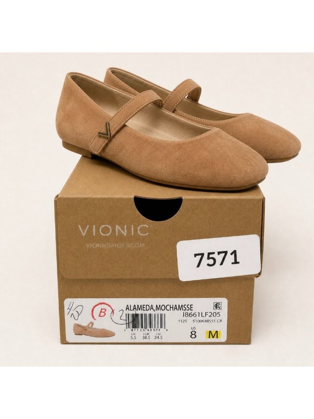 Vionic Alameda Mary Jane Flats Womens 8 Mocha Mousse Suede Orthotic Square Toe - Picture 3 of 8